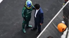 Fernando Alonso y Mohammed Ben Sulayem durante la celebración del Gran Premio de Miami