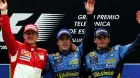Michael Schumacher, Fernando Alonso y Giancarlo Fisichella, en el podio del GP de España del año 2006