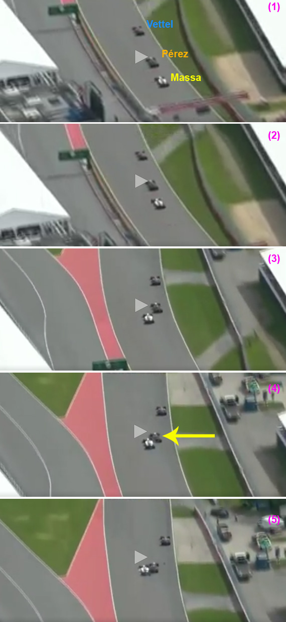 Secuencia del accidente entre Massa y Pérez