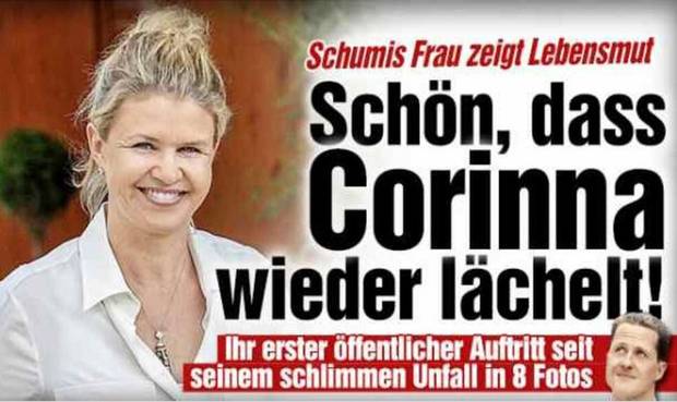 Corinna Schumacher sonríe en su primera aparición pública tras el accidente