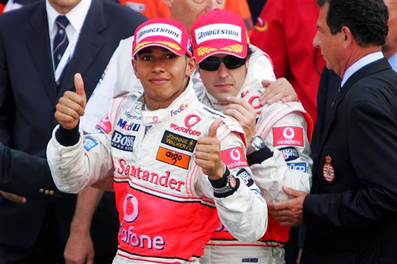 Hamilton y Alonso en el GP de Mónaco 2007