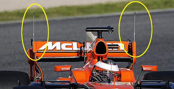 Pitots en el alerón trasero del McLaren MCL32