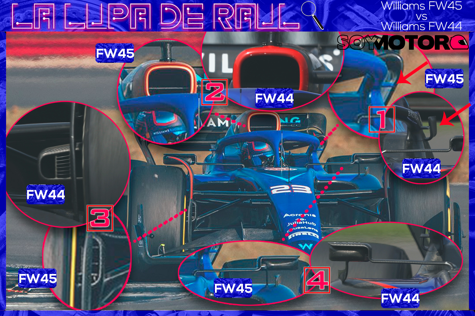 Muchos detalles nuevos en vista frontal del FW45