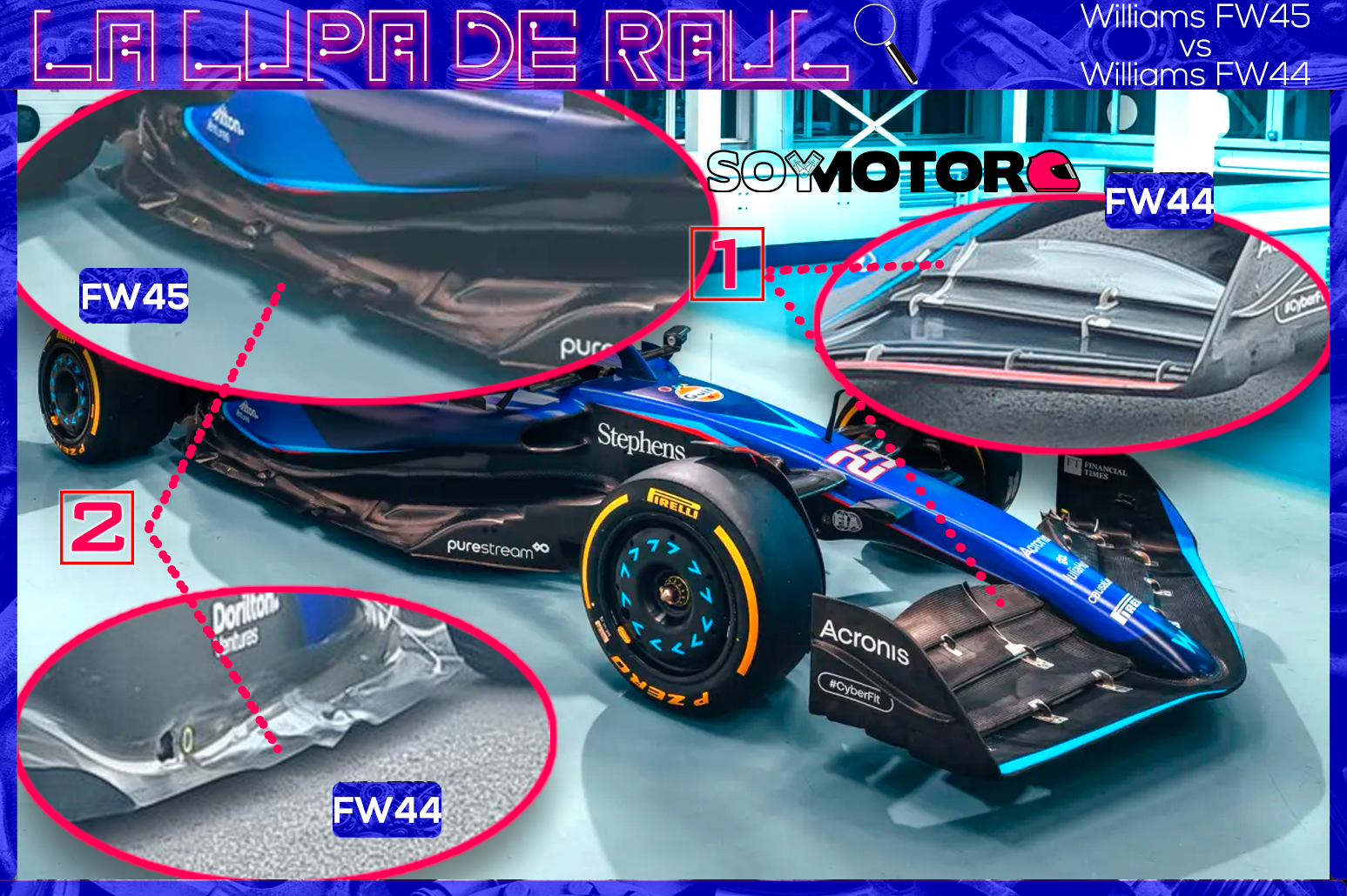 Detalles en tres cuartos del FW45