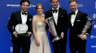 Sergio Pérez, Geri Halliwell, Max Verstappen y Christian Horner en la gala de entrega de premios de la FIA