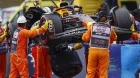 El coche de Sergio Pérez, destrozado tras su accidente en clasificación
