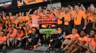 Lando Norris y Oscar Piastri en la celebración de su podio en Monza