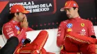 Charles Leclerc junto a Carlos Sainz en la rueda de prensa de pilotos tras el GP