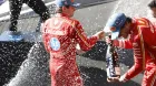 Charles Leclerc y Carlos Sainz en el podio de Austin