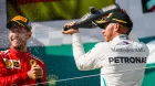 Lewis Hamilton y Sebastian Vettel en el podio del GP de Hungría 2018