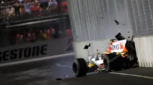 Accidente de Piquet en el Gran Premio de Singapur 2008.