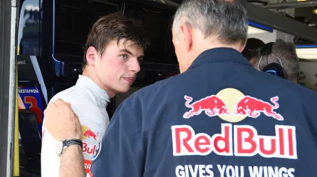 Max Verstappen con Franz Tost en Hungría 2015