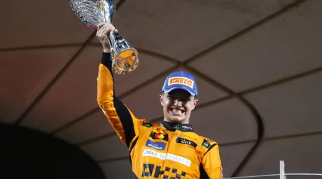 Lando Norris en el podio del GP de Abu Dabi