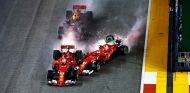 Sebastian Vettel, Max Verstappen y Kimi Räikkönen en Marina Bay - SoyMotor.com
