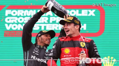 Lewis Hamilton y Charles Leclerc, en el podio del GP de Austria