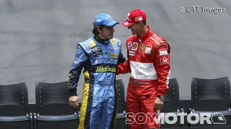Fernando Alonso y Michael Schumacher en Brasil 2006