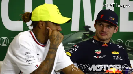 Lewis Hamilton y Max Verstappen en la rueda de prensa del GP de México