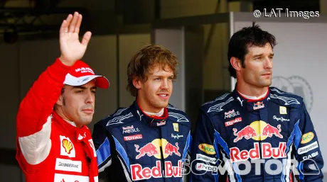 Alonso, Vettel y Webber tras la clasificación del GP de Gran Bretaña F1 2010 - SoyMotor.com