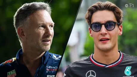 Christian Horner y George Russell