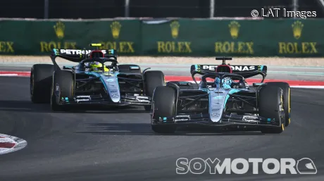 George Russell y Lewis Hamilton en Austin