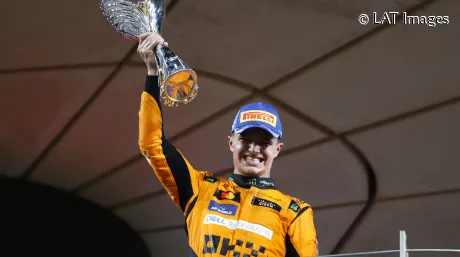 Lando Norris en el podio del GP de Abu Dabi